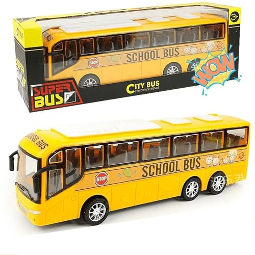AUTERCO 12.5'' Yellow School Bus Toys Car Model for Kids, 1:30 Scale Travel Bus Car for Toddlers, DieCast Inertia Pull Back Play Buses Vehicle for Boys Girls, Birthday Party Gift for Children’s