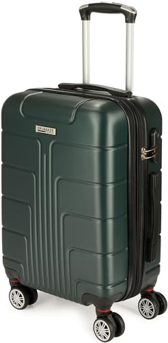 BRUBAKER Handgepäck Hartschalen Koffer Miami - Erweiterbarer Reisekoffer mit Zahlenschloss, 4 Rollen und Komfort Tragegriffen - 37 x 56 x 24,5 cm ABS Rollkoffer Trolley (M - Dunkelgrün)