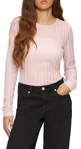 QS Damen Leicht Transparentes Longsleeve mit Strukturmuster Langarmshirt (1er Pack)