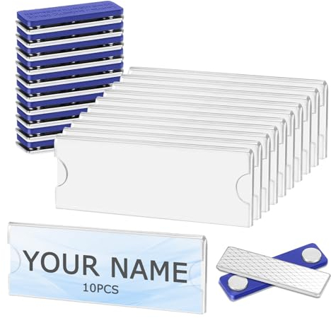 XHDA 10 Stück Namensschilder Magnet, Namensschilder Für Kleidung Magnet, Name tag mit 3-Punkt Selbstklebende Magnet
