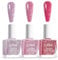 Glitter Nail Polish Set - Quick Dry Flash Shinny Pink Series, No Need UV Nail Varnish Gift for Women DIY Home Manicure Polish - 3PCS