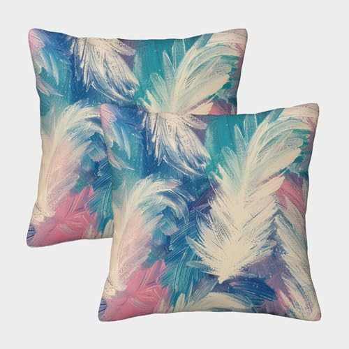 ZHUICHENG Feder Kissen Bezug 2er Set Kissenbezüge Wohnzimmer Kissenhülle Sofakissen Polyester Polster Textil Für Sofa Bett Garten Balkon Kinderzimmer Deko Kissen 50x50cm