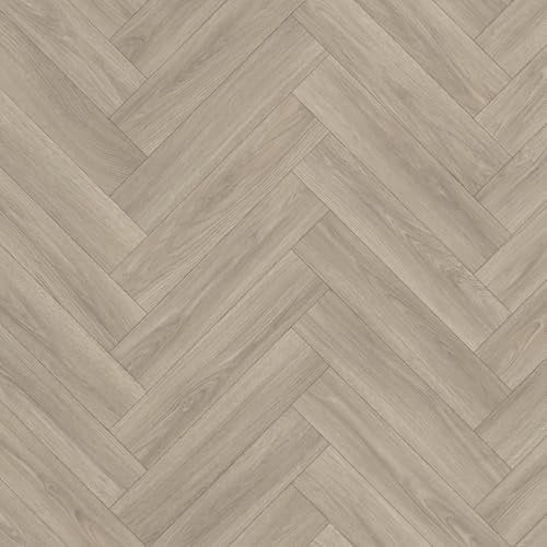 Traditional Vinyl Flooring Herringbone Parquet Textile Backing Lino Wood Plank Sheet Cheap Kitchen Bathroom Flooring (2m x 2m)