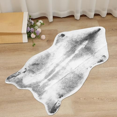Cooalinar Teppich Mit Zebramuster,Teppich Aus Rindsleder,Kuhfell Teppich Kunstfell,Kunstfaser Teppich Rinderfell,Kuhfell Teppich,Kuh-Druck Kunstpelz Tier Kuhfell-Teppich,FüR Zimmerdekoration