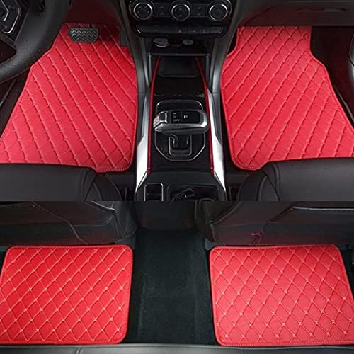 Auto FußMatten für BMW Z1 E30 Z3 Z3M E36 i3 i3s i3-S iX LHD, Nach Maß Leder Auto Fussmatten, Wasserfest Antirutsch Allwetterschutz Auto Teppich, Vorne und Hinten Automatten Set,H Red