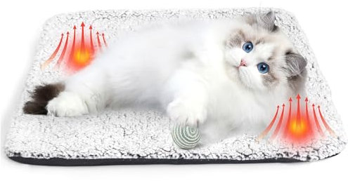 Oerphh Cat Beds for Indoor, Self Heating Cat Bed, Electric-Free Heating Mat for Dogs, Thermal Pet Mat Blanket for Indoor Outdoor (S: 40x50cm)