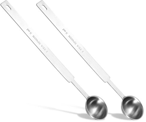 2 Pcs Stainless Steel Measuring Spoons, Teaspoon Measuring Spoons, 1 Teaspoon (5 mL | 5 cc | 1/6 oz | 1/3 Tablespoon), Dishwasher Safe, Metal Measuring Spoons for Cooking & Baking