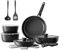 Redchef Topfsets Pfannenset 16-Teilig mit Abnehmbaren Griffen, Antihaft-Keramik-Kochgeschirr-Set, Pfanne 20/26cm, Tiefe Bratpfanne 26cm, Topf 18/20cm, Stapelbar Topfset Für alle Herdarten, Ofenfest