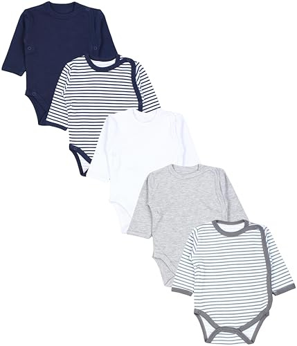 TupTam Baby Body Langarm – Wickelbody Langarm im 5er Pack aus Baumwolle für Mädchen und Jungen