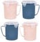 YöL Pack of 4 Microwave Soup Mugs 600ml – With Lid, Handle & Steam Vent – Blue & Cream – BPA-Free, Freezer & Dishwasher Safe – Ideal for Lunch, Meal Prep, Reheating
