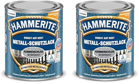 Hammerite Metallschutzlack Hammerschlag silbergrau 750ml (Packung mit 2)