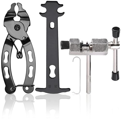 VZU 4 Stück Kettennieter Fahrrad Set für 6-12 Fach Fahrradkette Werkzeug | Tragbare Fahrrad Kettenzange mit Kettenhaken, Kettenlehre, Kettennieter für Rennräder, Mountainbikes