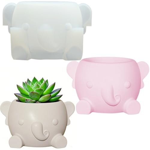 Silikonform Blumentopf Gießform Elefant Silikon Gießformen Tiere Epoxidharz DIY Sukkulenten Pflanzgefäße Handwerk Harzform