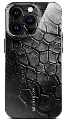 ONEFLOW Wild Cover für iPhone 14 Pro Hülle mit Animal Print, Designer Case Handy Schutzhülle mit Kameraschutz, Tiere Muster Hardcase dünne Handyhülle, Luxury Croco Schwarz