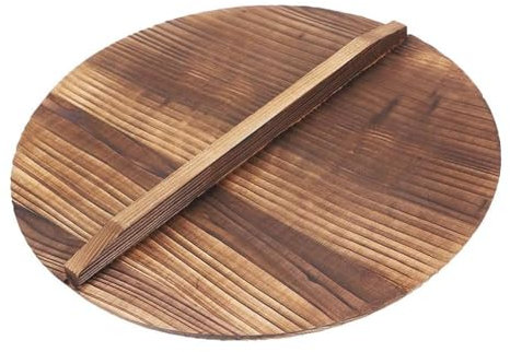 YWJLQH Couvercle Rond En Bois pour Wok avec Poignée, Accessoire de Cuisine, Usage Domestique, 26cm