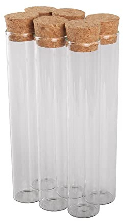 WEKONUMEX Glas-Reagenzglas, Packung mit 60 transparenten Reagenzgläsern aus Glas mit Korken, 22 mm x 120 mm, 34 ml, for Bastelarbeiten