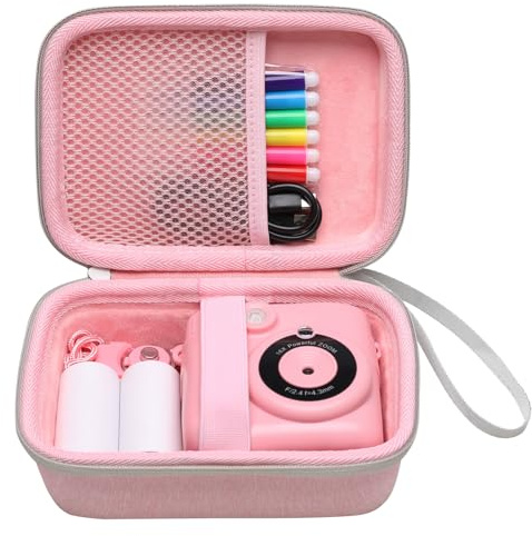 L LTGEM Kids Instant Print Camera Case and Rolls Paper | Hard Case Compatible with Himont/GREENKINDER/VTech/instax mini 13/KODAK Smile Instant Digital Cameras Gifts for Girls
