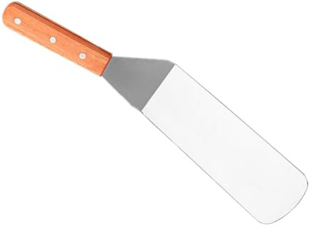 VALICLUD Spatule Acier Inoxydable pour Barbecue et Plancha Manche Bois Ergonomique Résistante Chaleur pour Poisson et Viande Ustensile de Cuisson Pratique