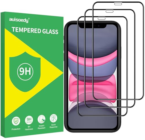 3 Stück Schutz Gehärtetem Glas Tempered Glass für iPhone 11, iPhone XR, Full Screen Schutzfolie Displayschutz Folie Anti Kratzen 9H Härte Displayschutzfolie 6,1 Zoll Schwarzer Rand Fest Ultra Klar