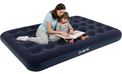 AVENLI Luftmatratze Double-Size 191x137x22 cm, aufblasbare Campingmatratze für 2 Personen, Coil-Beam, blau, bis 200 kg, für Camping und Zuhause