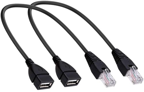 YARCHONN USB 2.0 to RJ45 Ethernet Cable Adapter Type A Female to RJ45 8P4C | USB A to RJ45 Male Network Extension Cable , for Router ADSL Modem Camera 30cm/11.8in-2pcs