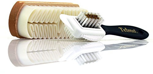 TelMo Set Wildlederbürste Raulederbürste Nubukbürste mit Kreppauflage und Messing/Nylon