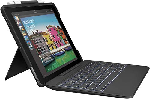 Logitech Slim Combo Cover iPad Con Tastiera, Compatibile con iPad Air 3a Generazione A2152, A2123, A2153, A2154 e iPad Pro 10.5 A1701, A1709, A1852, Layout Inglese QWERTY, Blu