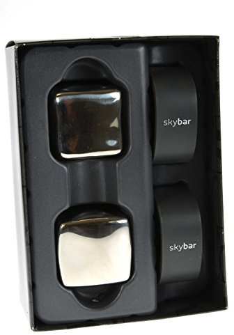 Skybar® Stylish Giant Stainless Steel Ice Cubes Twin Pack Chill Whisky Stones Never Melt Always Cool