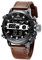 MEGALITH Herrenuhr Militär, Digitaluhr Herren Sport Outdoor Chronograph Groß Armbanduhr Leder Braun, LED Wasserdicht Tactical Watch Militär Uhr Analog Digital mit Wecker Datum Stoppuhr