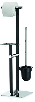 kela 24301 Toilettengarnitur, WC-Bürstentopf und Papierhalterung, Metall, Höhe 70,5 cm, Sirius, Verchromt/Schwarz-Matt