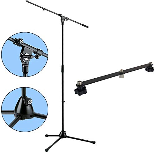 K&M 210/2 Microphone Stand with Boom + Keepdrum STB01 Stereo Rail