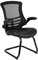 Flash Furniture Empfangsstuhl, Netzmaterial, Kufengestell, mit hochklappbaren Armlehnen, Schaumstoff, Kunstleder, Metall, Kunststoff, Sperrholz, schwarzes LeatherSoft, 1 Stück