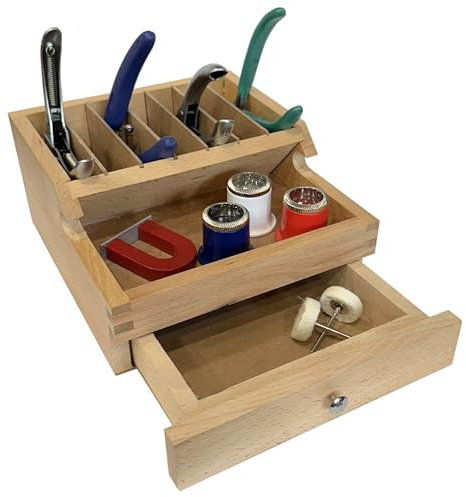 Wooden rack for plier file jewels storage organiser with drawer jewellery tool