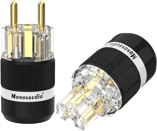 Monosaudio E101G / F101G Prise secteur IEC femelle Schuko Hifi Câble d'alimentation audio Plug (une paire de plaqué) Transparent