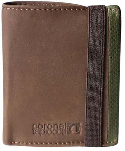Coronel Tapiocca Cartera Aladino Marron Hombre Adolescente con Compartimentos Billetes, Bolsillo y Ranuras Tarjetas