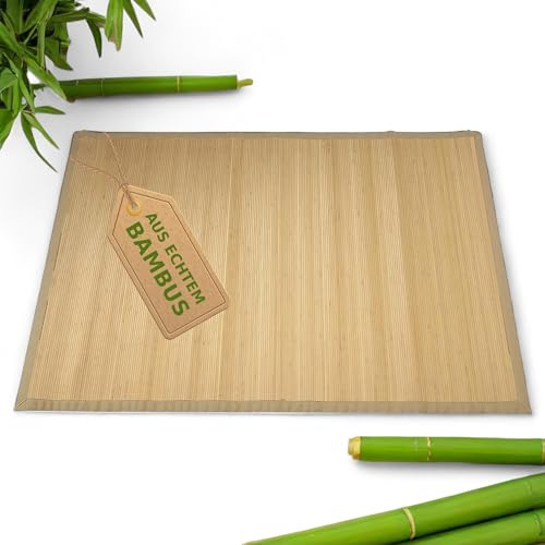 Japanwelt Rutschfester Bambus-Teppich I Wasserabweisende Bambusmatte, Badematte Duschmatte Bad-Vorleger Matte, Holzteppich Läufer aus Bambus für Küche, Flur, Bad & Wohnzimmer (Natur, 150 x 240 cm)