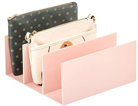 mDesign Clutch Organizer – praktische Handtaschen Aufbewahrung mit 5 Fächern für Clutches, Geldbörsen, Kartenetuis etc. – Portemonnaie Ablage aus Kunststoff – hellrosa