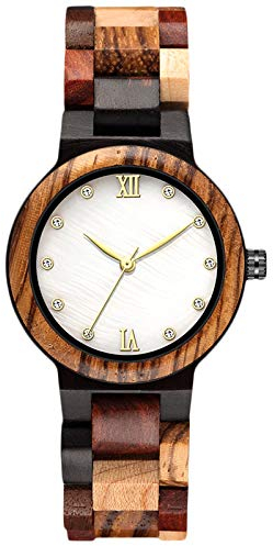 rorios Mode Damen Holzuhr Analog Quarz Armbanduhr Casual Wasserdicht Holzuhren Handgemachte Uhren für Männer und Frauen