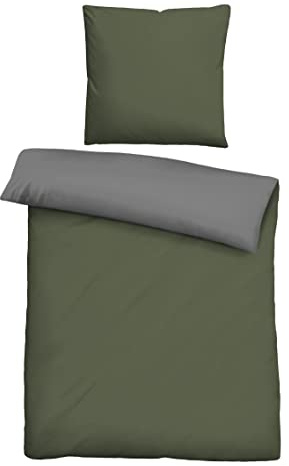 biberna 0455775 Bettwäsche Garnitur mit Kopfkissenbezug Linon 1x 155x220 cm + 1x 80x80 cm, fichte