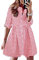 FANCYINN Robe Chemise Vichy pour Femme à Manches Longues Tops boutonnés Tunique décontractée Mini-Robe à Carreaux Rouge et Blanc M