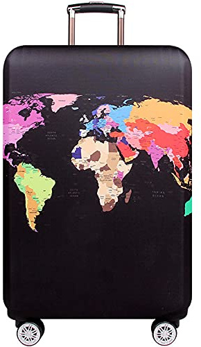 MosaiRudo Thicker Luggage Cover Elastic Suitcase Cover Protector Fits 18-32 Inch Suitcase Travel Accessories (World Map, M)