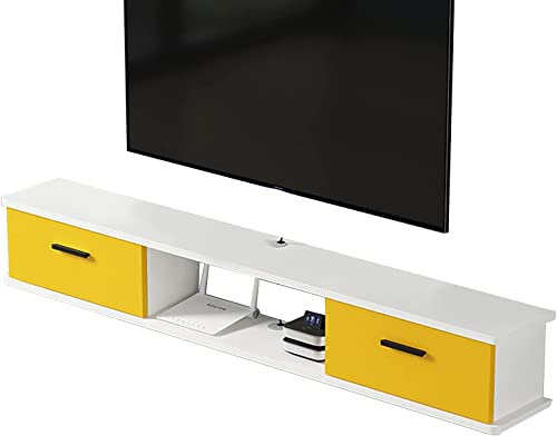 Meuble TV flottant pour salon, étagère murale pour console multimédia, étagère de rangement suspendue (couleur D, taille : 100 cm)