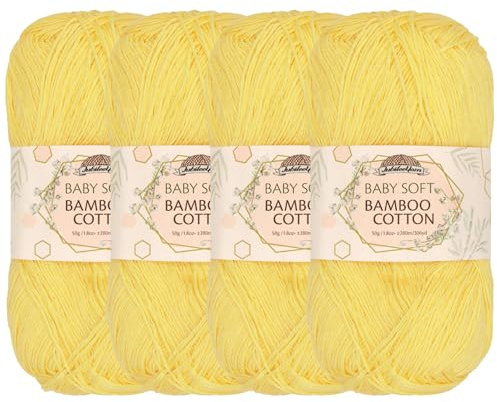 JubileeYarn Baby Soft Bamboo Cotton Yarn - 50g/Skein - Yellow Brick Road - 4 Skeins