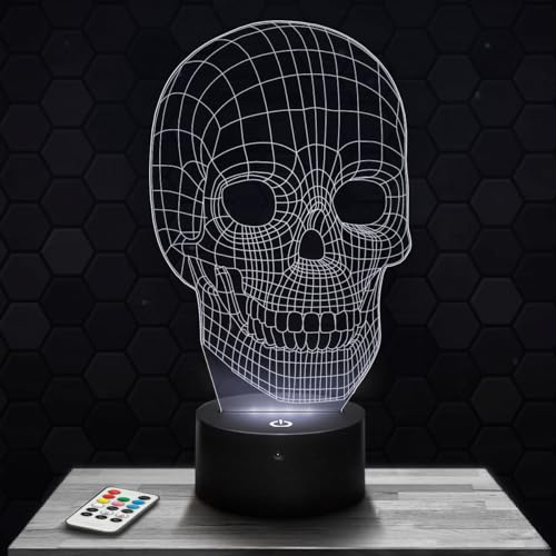 Nachttischlampe - Touch-Nachtlicht Schädel 3D-LED-Lampe Illusion, Geschenkidee Weihnachten Geburtstag Junge und Mädchen Nachttischlampe Kinder- oder Erwachsenenzimmer