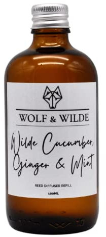 Wilde Cucumber, Ginger & Mint 100ML Luxury Reed Diffuser Refill In Amber Glass Bottle