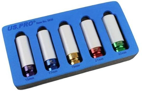 US PRO Tools 5PC 1/2 DR Deep Alloy Wheel Impact Sockets 15-22mm 3839
