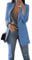 EFOFEI Damen Arbeitsanzug Mit Offenem Revers Einfarbig Slim Fit Jacke Einfache Unifarbene Schicht Sommer Herbst Freizeit Coat Blau M