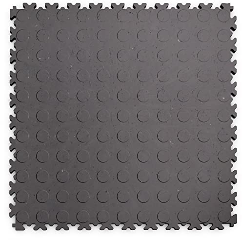 Craft-Equip INDUSTRY PVC FLIESE zum Klicken für Garage, Halle oder Werkstatt (PVC Fliese ECO grau Noppe)