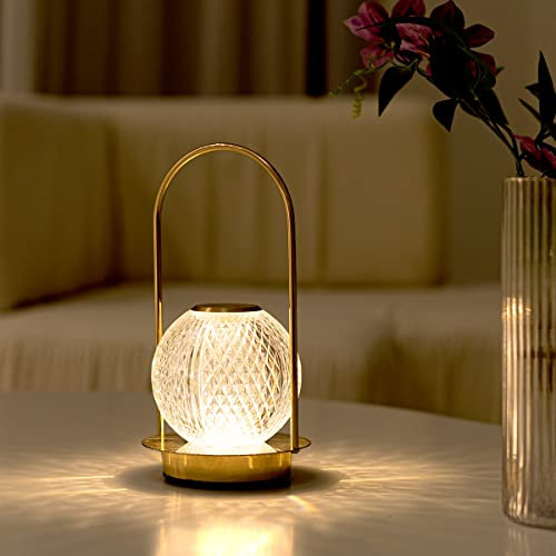 WIAONE HEQET Cordless Lamp Crystal Battery Operated Lamp,Night Light for Livingroom, Bedroom,Kidsroom,Outdoor,Restaurant,Nightstand, Wireless Rechargeable Dimmable
