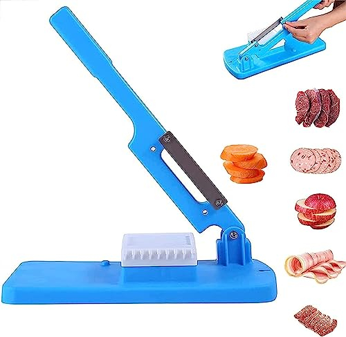 ZORZA Cortafiambres Rebanadora de Mesa Multifuncional, Actualización portátil Mano Fruta Pan Vegetal Máquina rebanadora,para Cortar Queso, Embutidos, Pan, Frutas Y Verduras,Azul